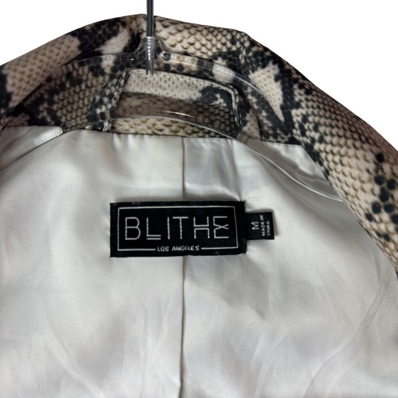 BLITHE Blazer Mini Dress Built In Shorts Suit Jacket Snake Neutral Size Medium - Picture 14 of 14